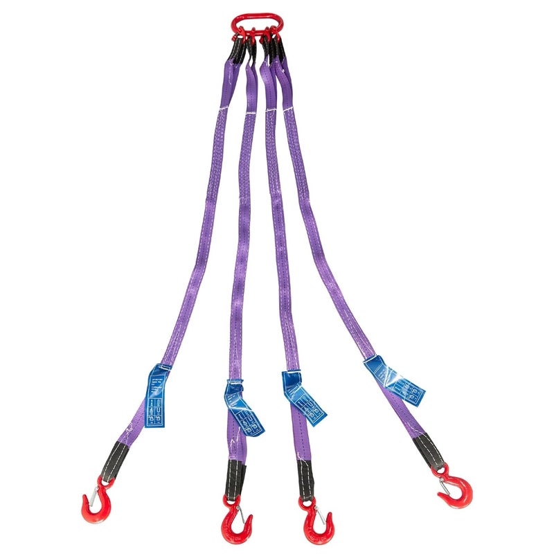Pindex 5ft 3t Chain Sling for Lifting, 6610lbs Polyester Strap Lifting Sling Chain Hoist with G80 Alloy Steel 4 Legs Grab Hook and Adjuster, Adjustable Length and Angle for Safe Towing - Image 1